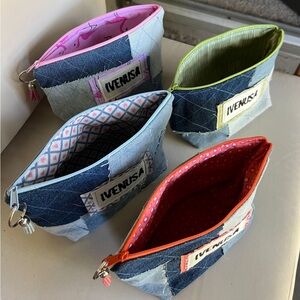 Denim Patchwork Makeup Bag.